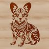 A vector illustration of a Welsh Corgi sitting on its hind legs.