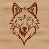 Wild wolf portrait in high detail A close-up illustration of a wolf's head, suitable for crafting or design projects.