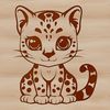 A sitting ocelot with a wild animal appearance, suitable for vector art designs.