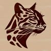 Detailed Feline Illustration A detailed illustration of a wild ocelot's head, suitable for digital art and crafting projects.