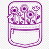 Whimsical Flower Pouch Illustration A stylized illustration of a pocket with floral elements and patterns.