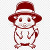 Possum Portrait with Hat A close-up illustration of a possum wearing a hat, showcasing its fur and facial features.