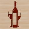 Wine bottle in a glass on a table