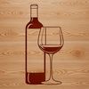 Vector design of a bottle of wine on a table, suitable for various uses.