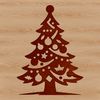 A simple, stylized illustration of a Christmas tree with branches and ornaments.