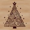 Illustrated Christmas tree with ornaments and lights in vector format.
