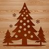 Vector illustration of a stylized Christmas tree with ornaments and lights.