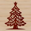 A stylized vector graphic illustration of a traditional Christmas tree with ornaments.