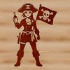 A detailed illustration of a pirate character in a vector format.