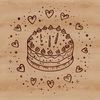 Love-Themed Cake Design Vector A colorful illustration of a birthday cake with love hearts on top and candles lit.