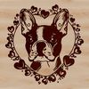Boston Terrier SVG Clip Art with Love Hearts A stylized Boston Terrier with heart symbols incorporated into its design.