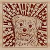 A vector illustration of a Havanese dog's head with love hearts surrounding its features.