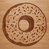 A circular baked good with a glazed surface, typically served as a sweet treat.