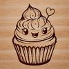 Beautiful Cupcake Design Free Download A digital representation of a classic cupcake with frosting and decorations.