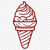 A colorful illustration of a single scoop ice cream cone with a cherry on top.