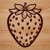 A vector graphic representation of a single strawberry.