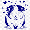 A cute guinea pig surrounded by love hearts, perfect for pet enthusiasts and users looking for vector images.