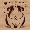 Adorable Guinea Pig Clip Art with Hearts A cute guinea pig illustration with love hearts surrounding it, ideal for personal or commercial designs.