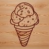 Beautiful Single Scoop Cone Design A colorful illustration of a single scoop ice cream cone on a plate.