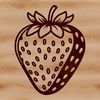 Delicious Fruit SVG Design A stylized illustration of a ripe strawberry with green stem and leaves.