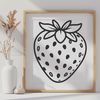 Strawberry SVG Graphics Download A stylized illustration of a strawberry fruit with green leaves and stem.