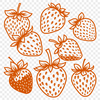 Free SVG Strawberry Clipart A vector graphic representation of a strawberry fruit with stem and leaves.