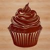 A colorful cupcake with frosting and sprinkles, designed as vector art suitable for digital applications.