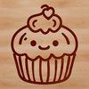 A simple line drawing illustration of a cupcake, suitable for digital use in various formats such as SVG, PNG, PDF, or DXF.