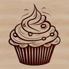 Sweet Treat Graphic Illustration A digital illustration of a single cupcake with frosting and sprinkles, suitable for graphic design projects.