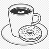 A simple illustration of a circular donut with frosting on top.