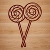 Whimsical Lollipop Artwork A colorful illustration of a lollipop candy stick with swirly patterns.