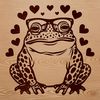 Adorable Toad Clip Art Design An illustration of a toad surrounded by love hearts.