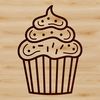 Line Drawn Dessert Icon A simple line drawing of a cupcake with frosting and sprinkles, suitable for clip art or vector design.