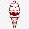 A colorful illustration of a single scoop of ice cream in a cone.