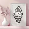 Vector Sundae Artwork Vector design featuring a stylized sundae with multiple flavors and toppings.