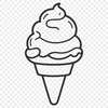A stylized graphic representation of an ice cream dessert, suitable for use as clip art or vector design template.