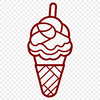 A vector design featuring a single serving of ice cream with a waffle cone.