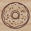 Donut Design Vector Graphic A 2D illustration of a circular donut with frosting and sprinkles.