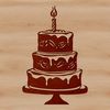 Multi-Tiered Cake Vector Art Illustrated birthday cake with multi-tiered design, perfect for custom vector art projects and commercial designs.