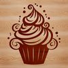 Sweet Treat Illustration in Various Colors A vector design representation of a classic dessert item featuring a cupcake in various colors.