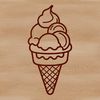 Delicious Waffle Cone Treat Icon An icon-style graphic featuring a single serving of creamy dessert in a waffle-shaped cup.
