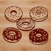 A stylized illustration of a donut as a vector graphic design element.