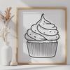 Beautiful Single-Serve Cake SVG SVG illustration of a single serving-sized cupcake with frosting and decorations.
