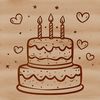 Illustrated birthday cake with decorative hearts, perfect as vector art for various designs and crafts.