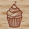 Colorful Single Serving Dessert Design A colorful illustration of a single serving cupcake with decorations on top.