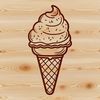 Free SVG Vector Ice Cream Image A colorful illustration of a cone-shaped scoop of ice cream with swirly design on top.
