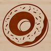 A stylized illustration of a circular dessert with a hole in the center.