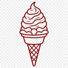 A colorful illustration of a cone-shaped ice cream dessert with a rounded top and a swirly pattern.