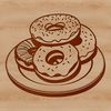 A colorful illustration of a single donut with frosting and sprinkles, designed as a vector graphic.