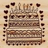 Love Heart Birthday Cake Illustration A stylized graphic illustration of a birthday cake with heart decorations, perfect for use in digital designs and crafts.